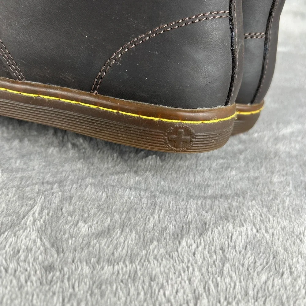 Dr. Martens Maelly Dark Brown Leather Herringbone Tweed Ankle Boots Women 6